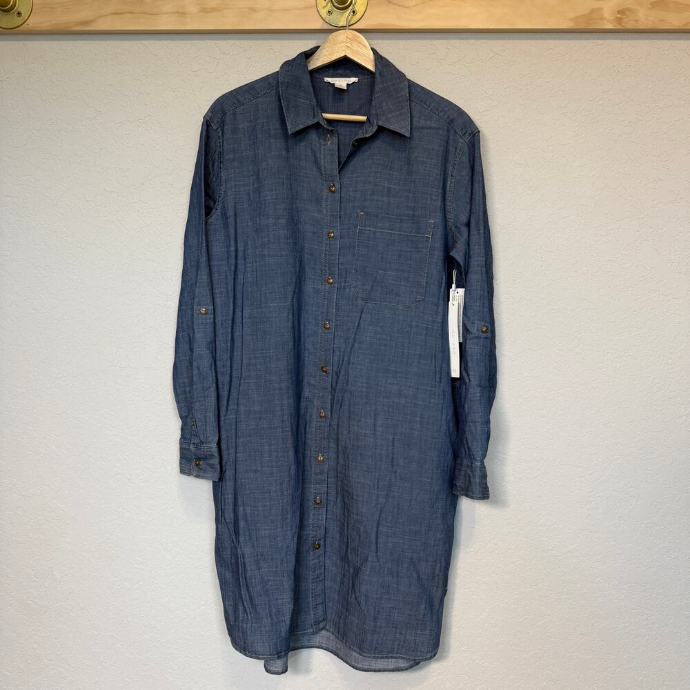 Women's Caslon Denim Blue Jean‎ Chambray Pullover Shirt Dress Size XS NEW - Picture 2 of 8